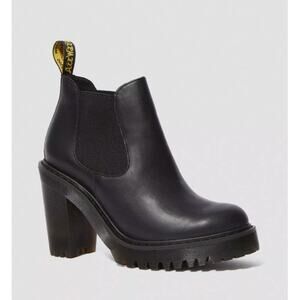 Dr. Martens Docs Hurston Leather Heeled Chelsea Boots Black Sendal Size 8 NWOB